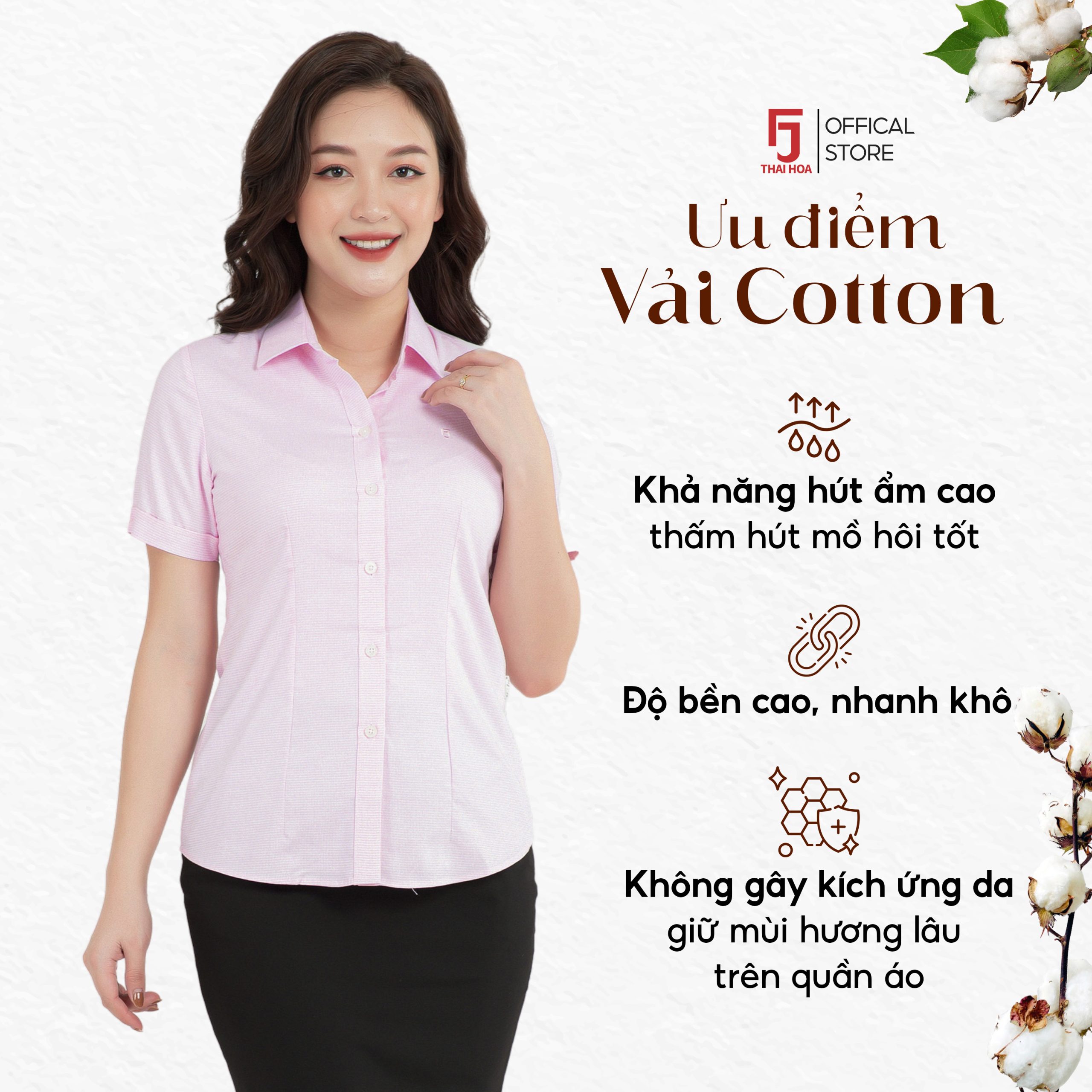 Áo sơ mi nữ công sở thiết kế ngắn tay sọc kẻ nhuyễn nhiều màu Thái Hòa ASW0301-R05